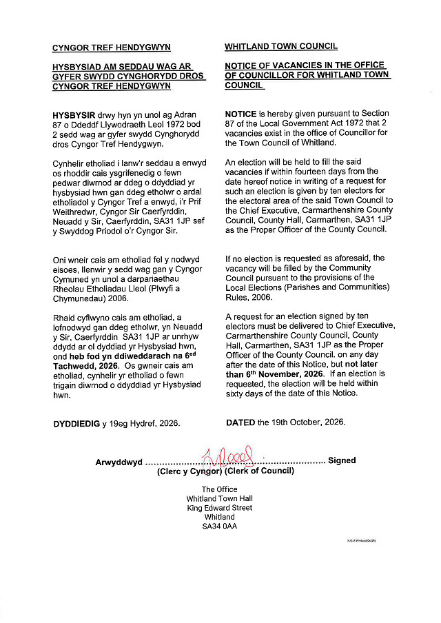 Notice of Vacancies